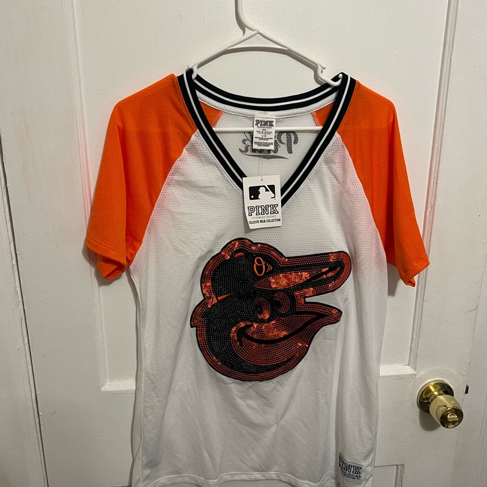 PINK Victoria's Secret Baltimore Orioles Orange and White jersey